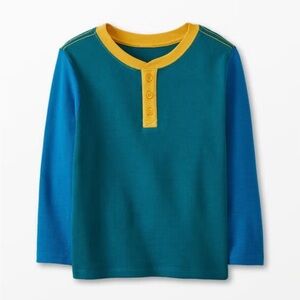 Hanna Andersson Colorblock Thermal Henley Long Sleeve Shirt 130 cm US 8